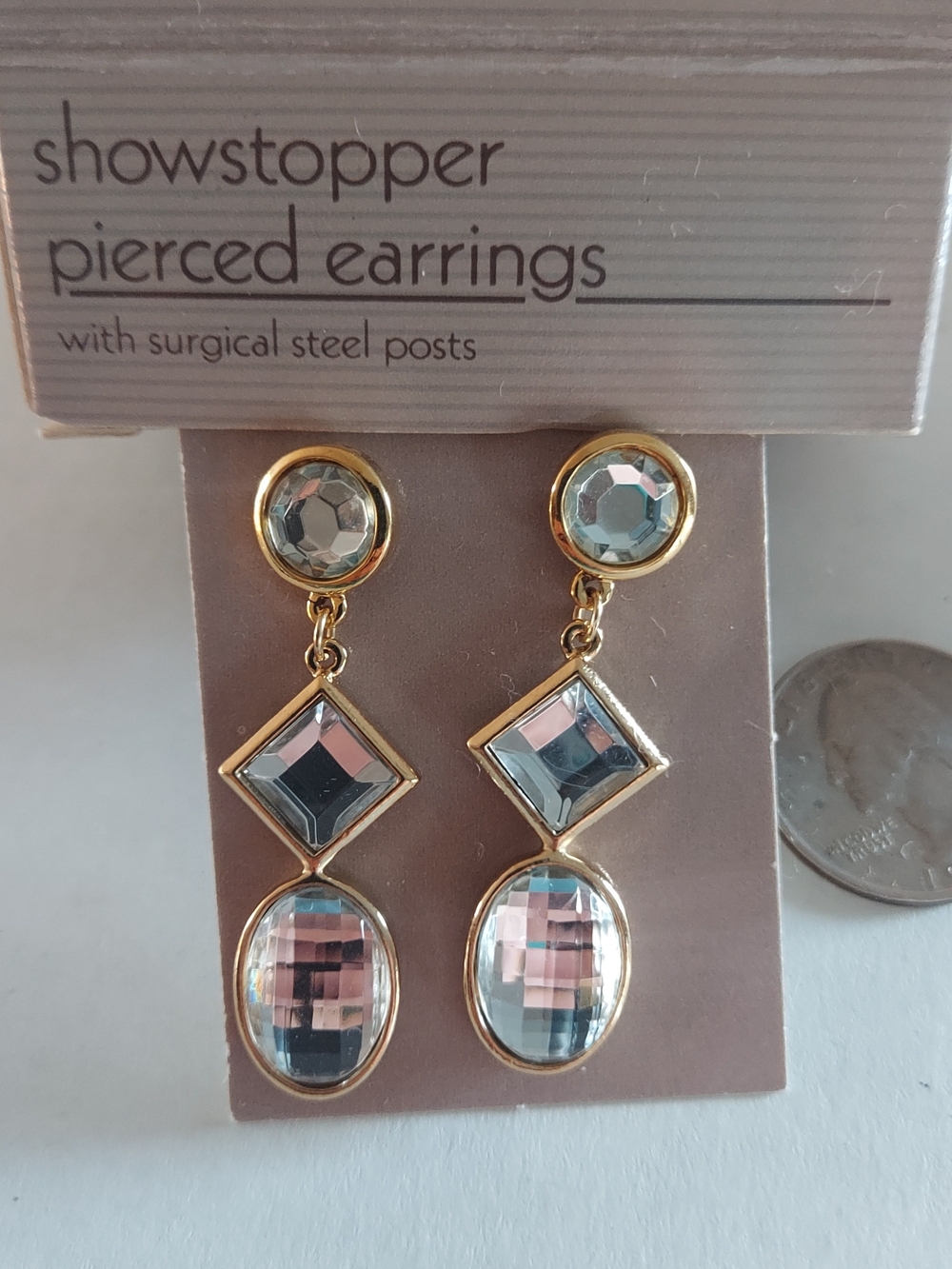 Showstopper Gold-Plated Drop Earrings with Pink and Clear Stones